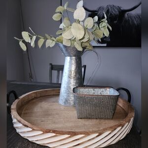 New Boutique Farmhouse Rustic Rectangular Galvanized Metal Tin